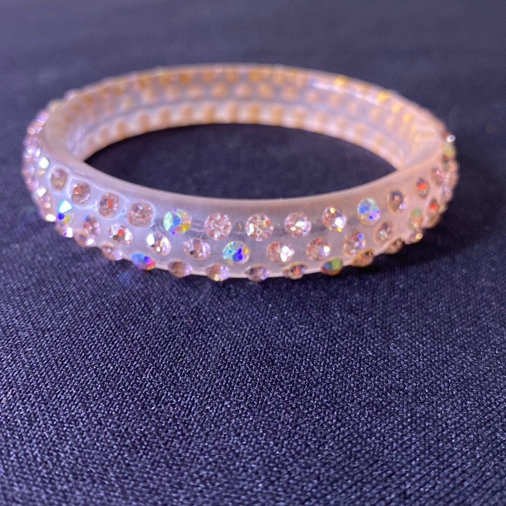 Champagne Lucite Aurora Borealis Bangle